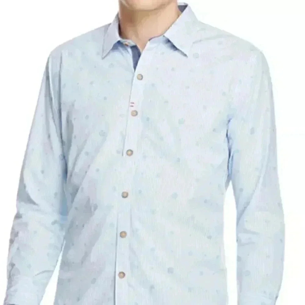 Robert Graham Blue & White Striped Long Sleeve‎ Shirt Mens Sz XL